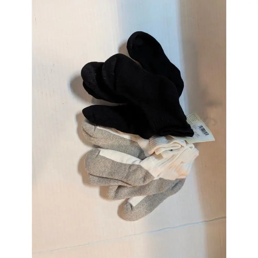Tucker + Tate Kids Athletic Ankle Socks 6-Pack Black White Size 4.5-8.5 Shoe NWT